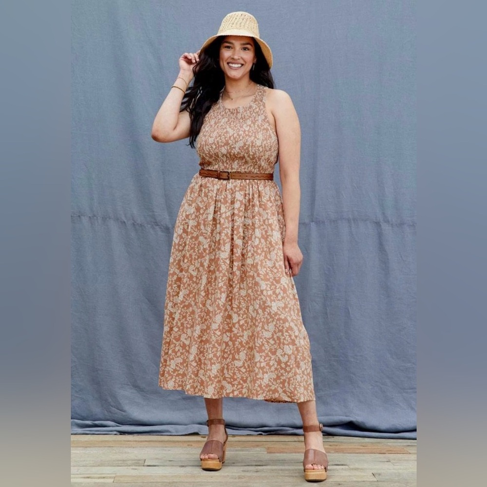 Matilda Jane Just Imagine Lauren‎ Smocked Floral Print Midi Dress Boho M NEW